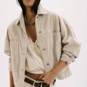 We The Free Women's Beige Swing Distressed Jacket Small